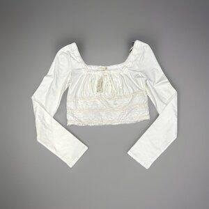 Free People Scarlett Smoked Long Sleeve Cream Cropped NWT